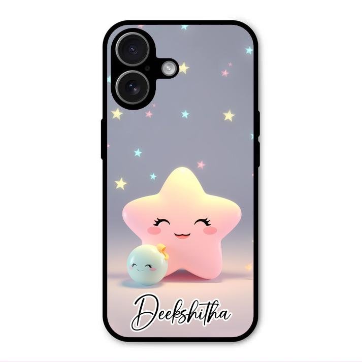 Pink Star Glossy Metal Case Cover For iPhone 17