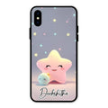 Pink Star Glossy Metal Case Cover For iPhone XS