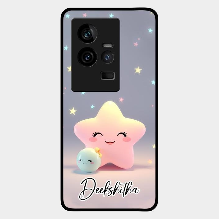 Pink Star Glossy Metal Case Cover For Iqoo 11 5G