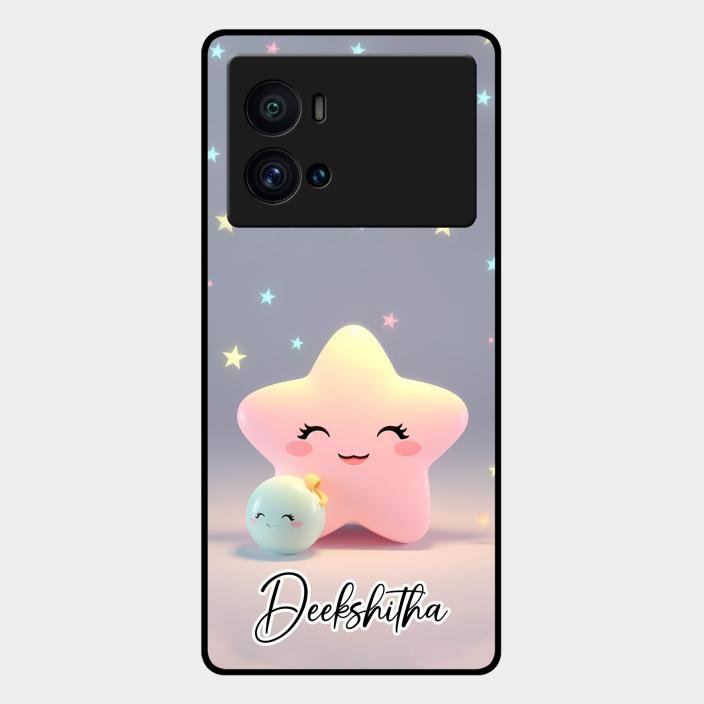 Pink Star Glossy Metal Case Cover For Iqoo 9 Pro 5G