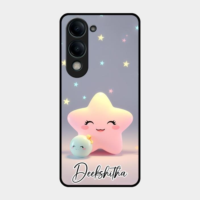 Pink Star Glossy Metal Case Cover For Iqoo Z10 Lite