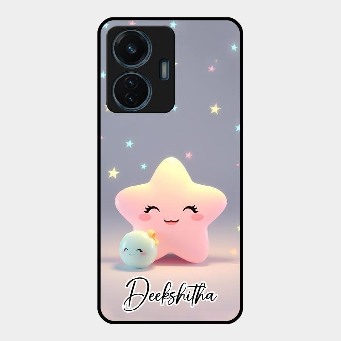 Pink Star Glossy Metal Case Cover For Iqoo Z6 44W