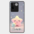 Pink Star Glossy Metal Case Cover For Iqoo Z7 Pro 5G