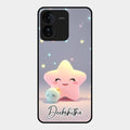 Pink Star Glossy Metal Case Cover For Iqoo Z9 5G