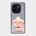 Pink Star Glossy Metal Case Cover For Iqoo Z9S Pro 5G