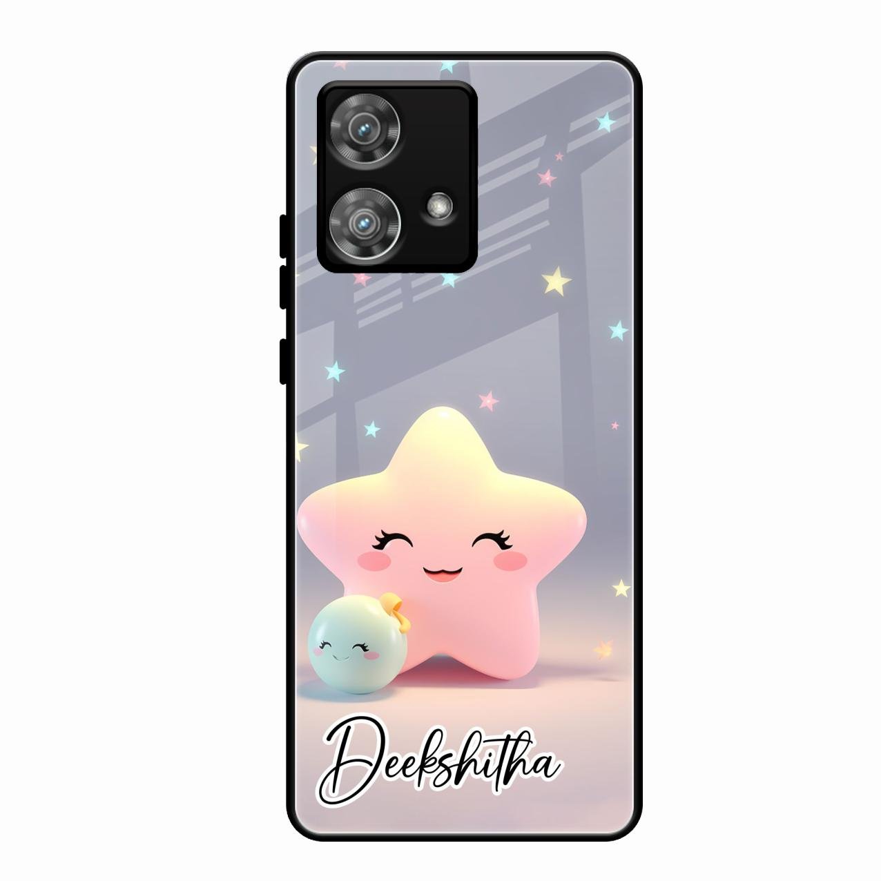 Pink Star Glossy Metal Case Cover For Motorola Edge 40 5G