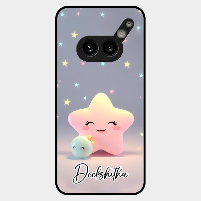 Pink Star Glossy Metal Case Cover For Nothing Phone 2A Plus