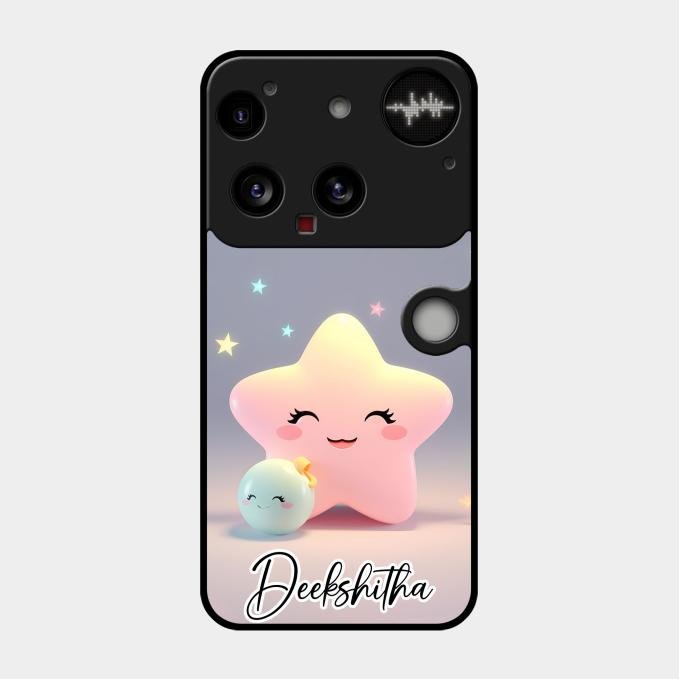 Pink Star Glossy Metal Case Cover For Nothing Phone 3 5G