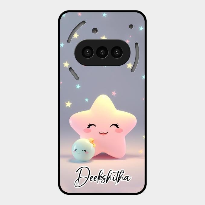 Pink Star Glossy Metal Case Cover For Nothing Phone 3A 5G