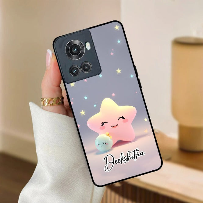 Pink Star Glossy Metal Case Cover For OnePlus