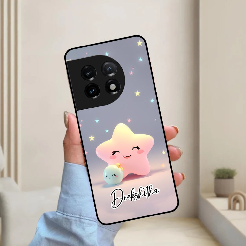 Pink Star Glossy Metal Case Cover For OnePlus