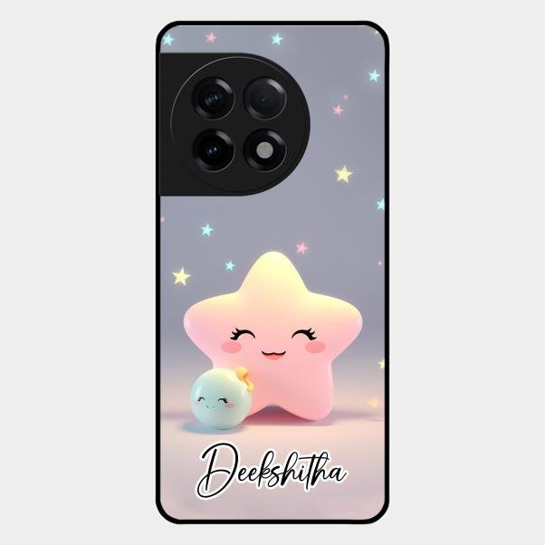Pink Star Glossy Metal Case Cover For Oneplus 11R 5G