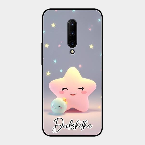 Pink Star Glossy Metal Case Cover For Oneplus 7 Pro