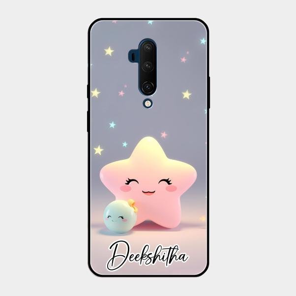 Pink Star Glossy Metal Case Cover For Oneplus 7T Pro