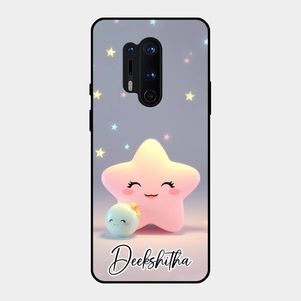 Pink Star Glossy Metal Case Cover For Oneplus 8 Pro