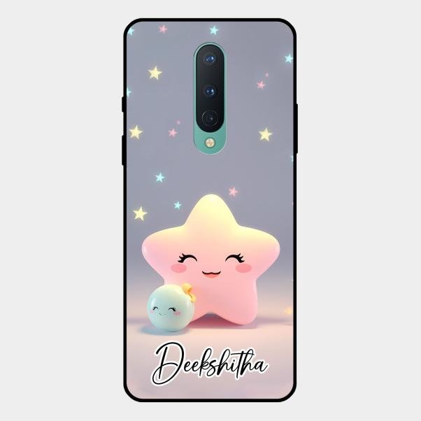 Pink Star Glossy Metal Case Cover For Oneplus 8
