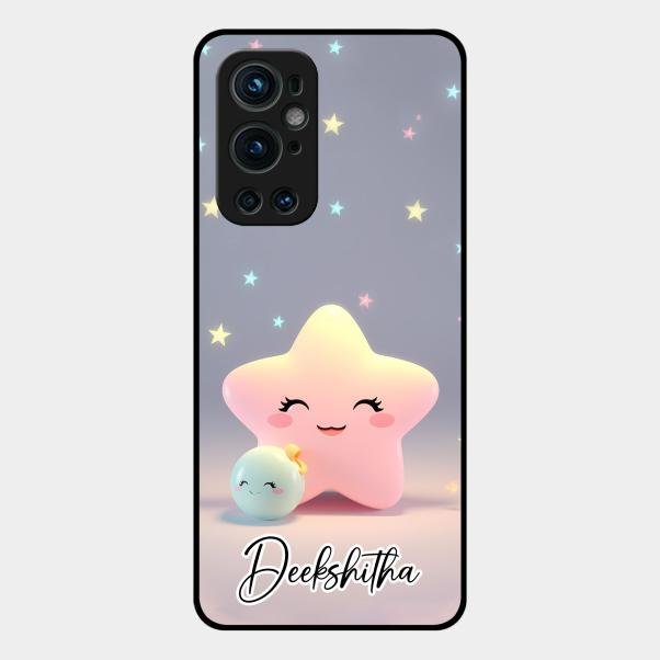 Pink Star Glossy Metal Case Cover For Oneplus 9 Pro 5G