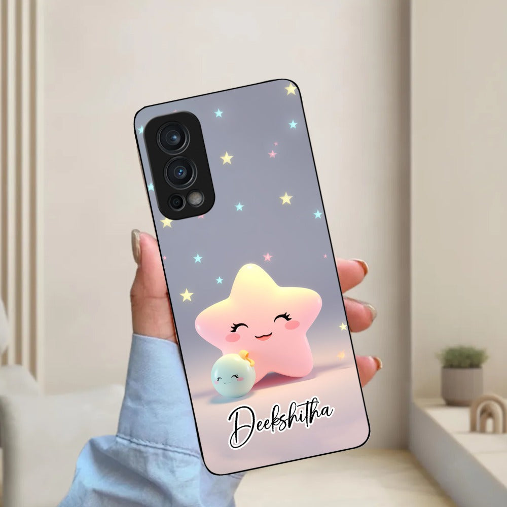 Pink Star Glossy Metal Case Cover For OnePlus