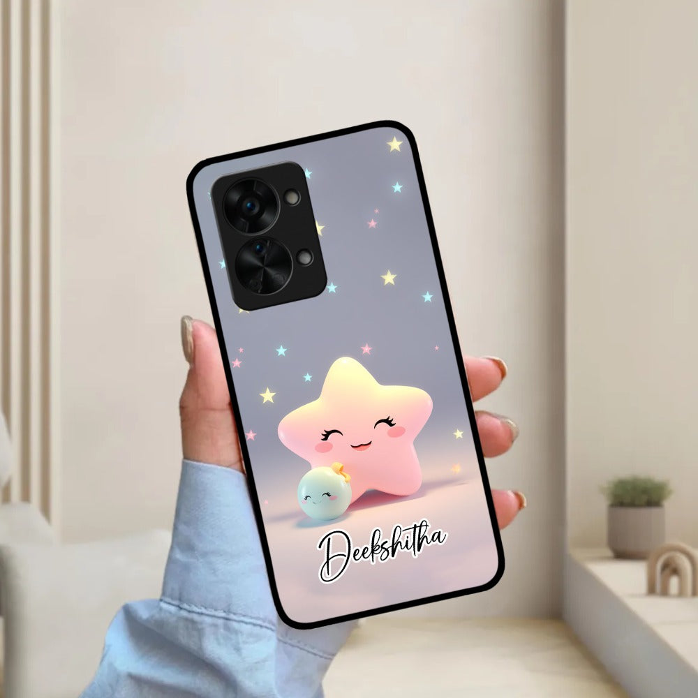 Pink Star Glossy Metal Case Cover For OnePlus