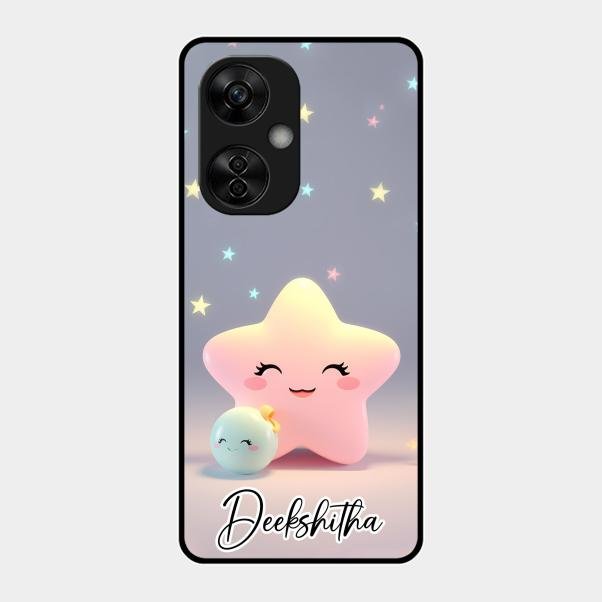 Pink Star Glossy Metal Case Cover For Oneplus Nord Ce 3 Lite 5G
