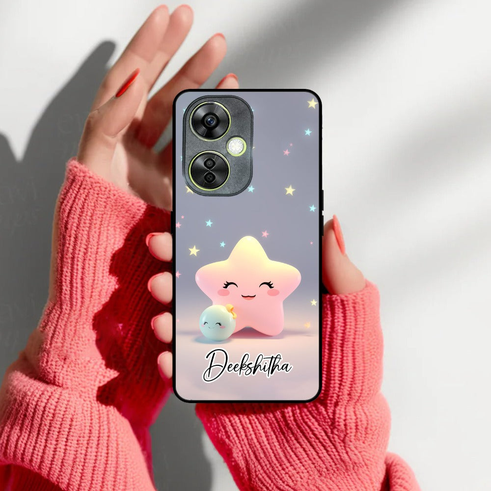 Pink Star Glossy Metal Case Cover For OnePlus