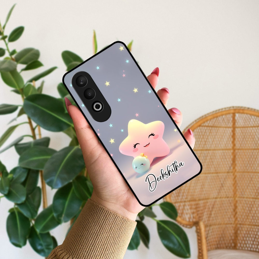 Pink Star Glossy Metal Case Cover For OnePlus