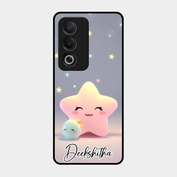 Pink Star Glossy Metal Case Cover For Oppo A3 Pro 5G