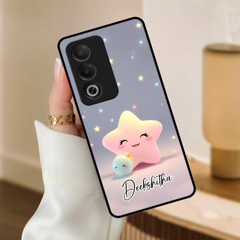 Pink Star Glossy Metal Case Cover For Oppo