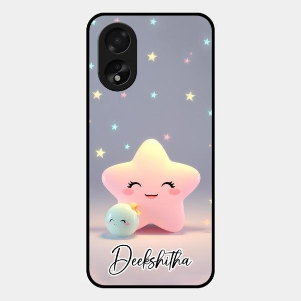 Pink Star Glossy Metal Case Cover For Oppo A38