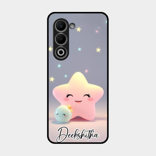 Pink Star Glossy Metal Case Cover For Oppo A5 5G
