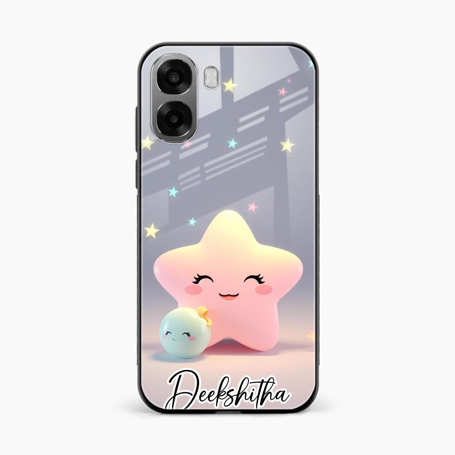 Pink Star Glossy Metal Case Cover For Oppo A6X 5G