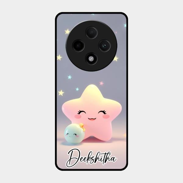 Pink Star Glossy Metal Case Cover For Oppo F27 Pro Plus 5G