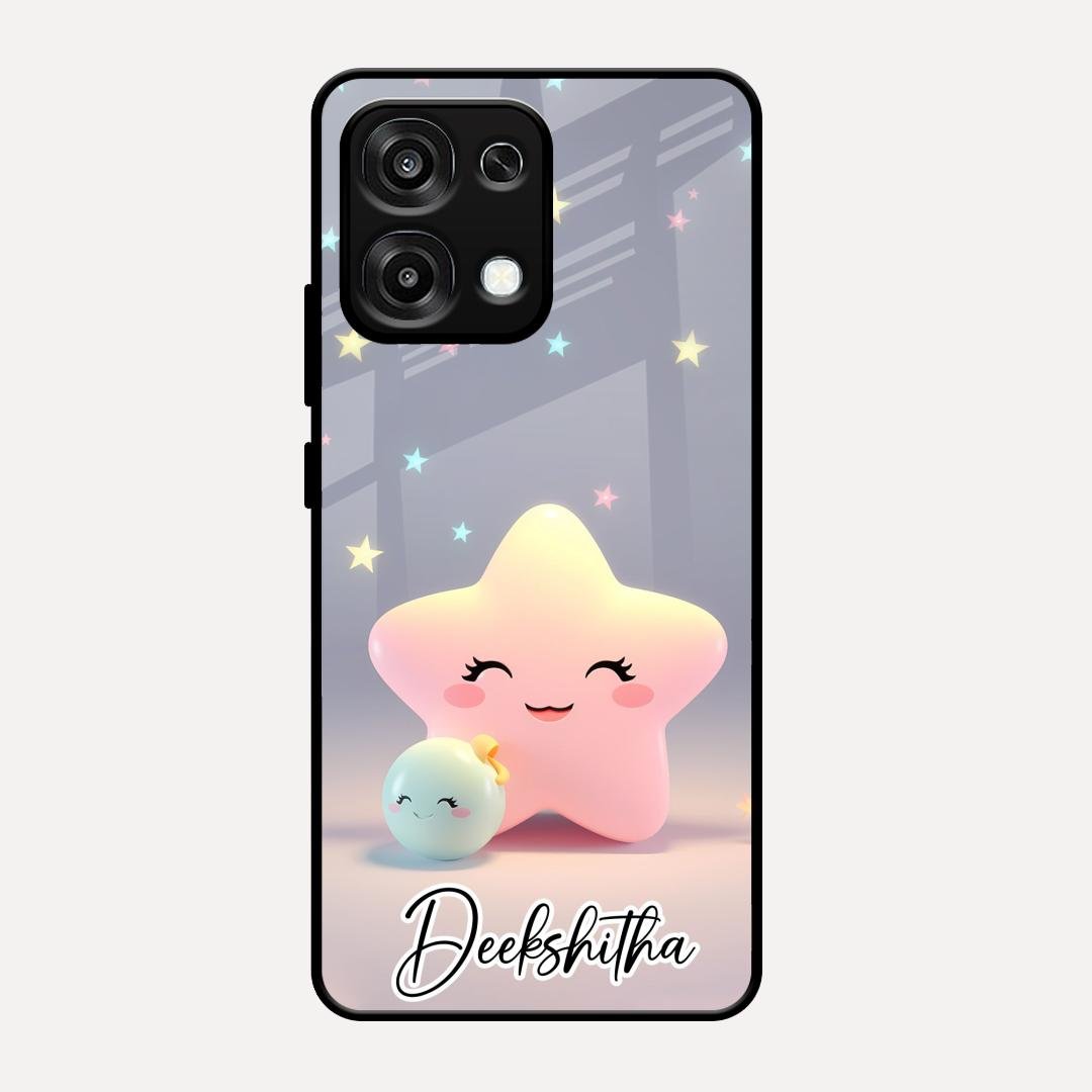 Pink Star Glossy Metal Case Cover For Oppo F31 5G