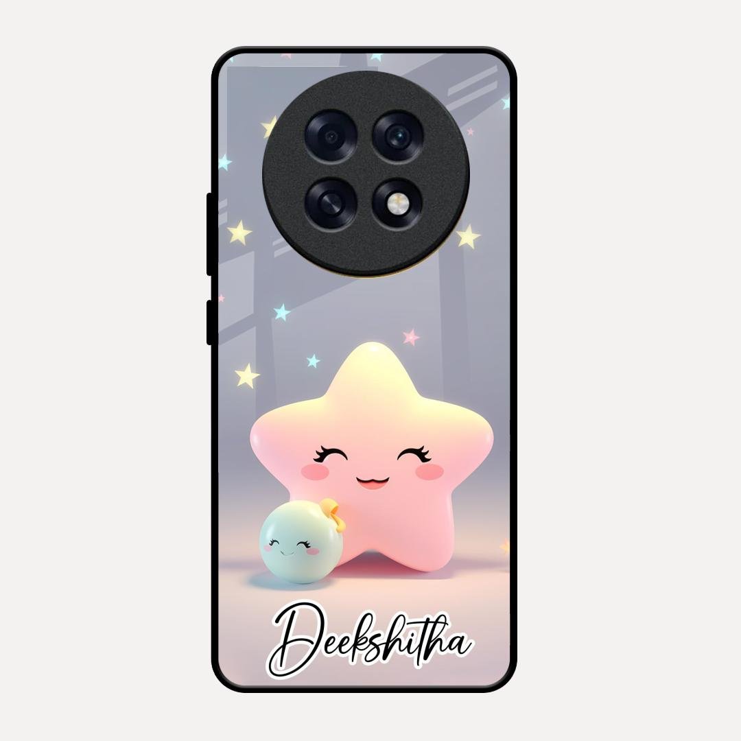 Pink Star Glossy Metal Case Cover For Oppo F31 Pro Plus 5G