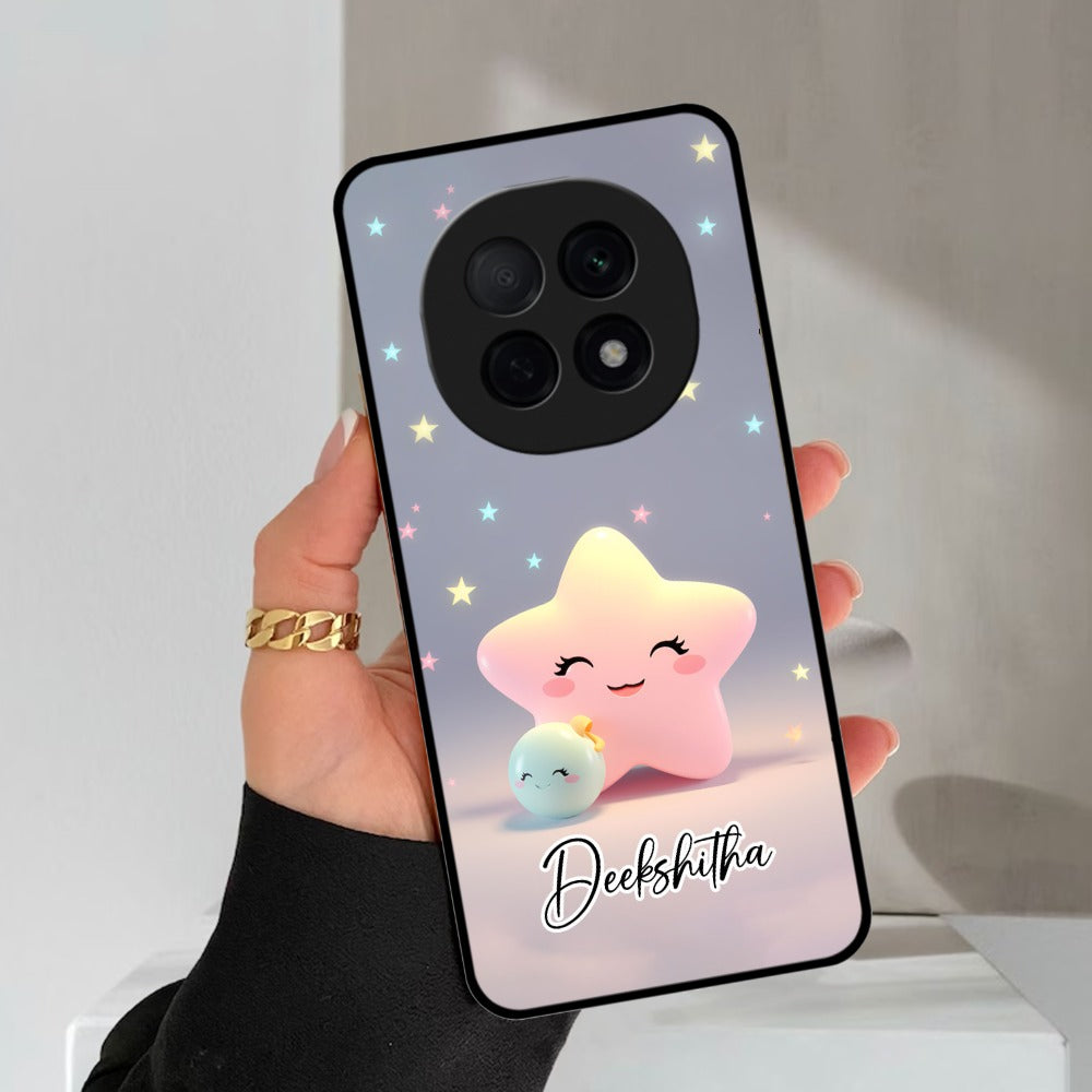 Pink Star Glossy Metal Case Cover For Oppo