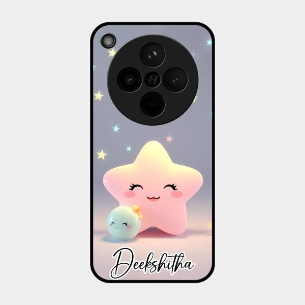 Pink Star Glossy Metal Case Cover For Oppo Find X8 5G