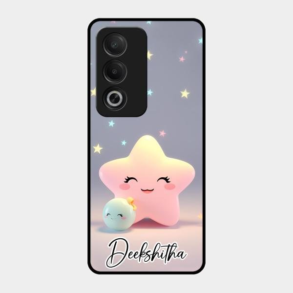 Pink Star Glossy Metal Case Cover For Oppo K12X 5G