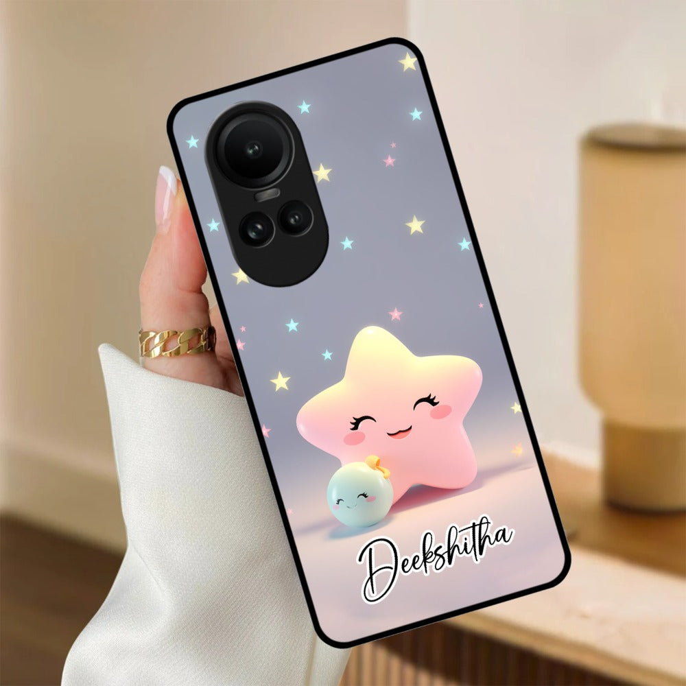 Pink Star Glossy Metal Case Cover For Oppo