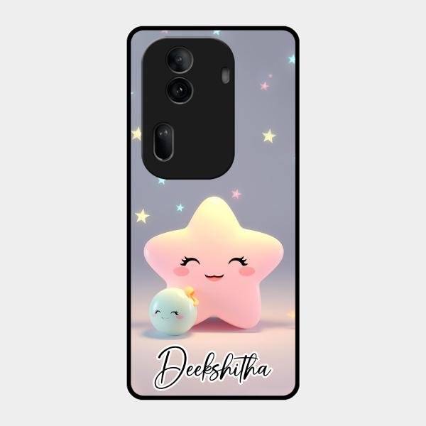 Pink Star Glossy Metal Case Cover For Oppo Reno 11 Pro 5G