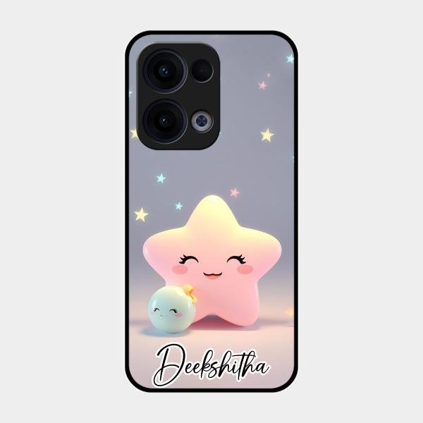 Pink Star Glossy Metal Case Cover For Oppo Reno 13 5G