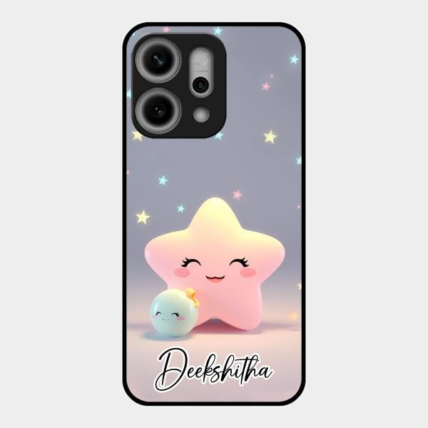 Pink Star Glossy Metal Case Cover For Oppo Reno 14 Pro 5G