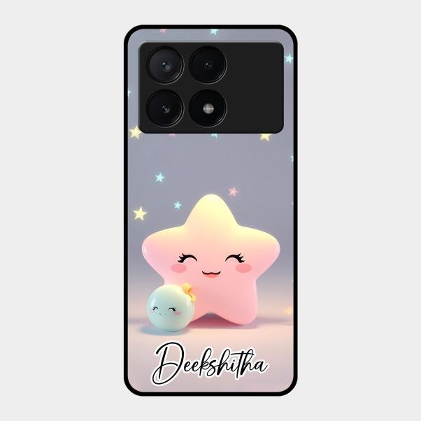 Pink Star Glossy Metal Case Cover For Poco X6 Pro 5G