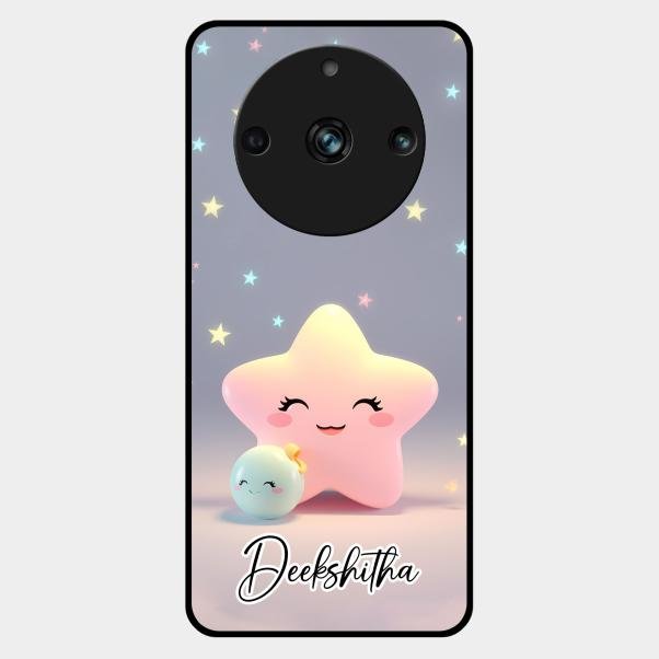 Pink Star Glossy Metal Case Cover For Realme 11 Pro 5G
