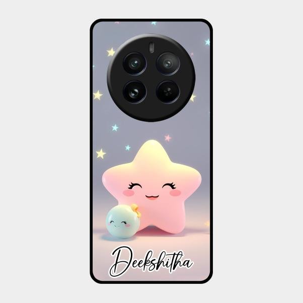 Pink Star Glossy Metal Case Cover For Realme 12 Pro 5G