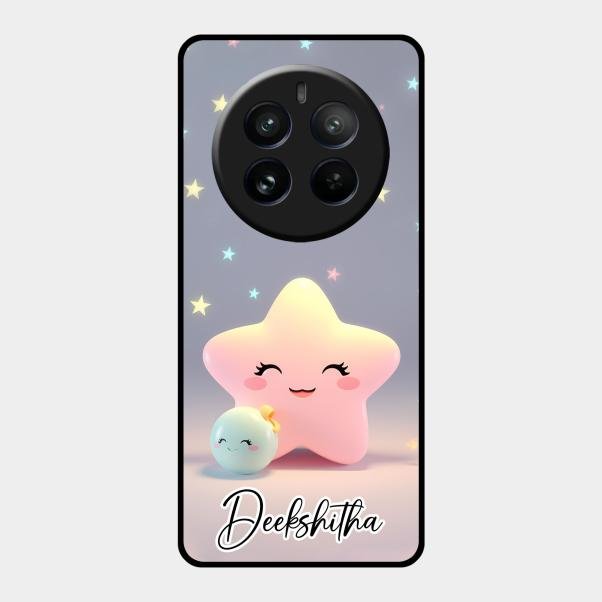 Pink Star Glossy Metal Case Cover For Realme 12 Pro Plus 5G