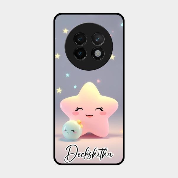 Pink Star Glossy Metal Case Cover For Realme 13 Plus 5G