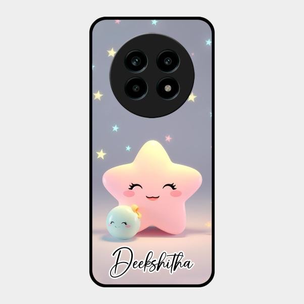 Pink Star Glossy Metal Case Cover For Realme 13 Pro 5G