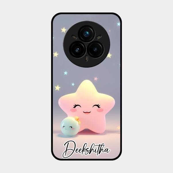 Pink Star Glossy Metal Case Cover For Realme 14 Pro 5G