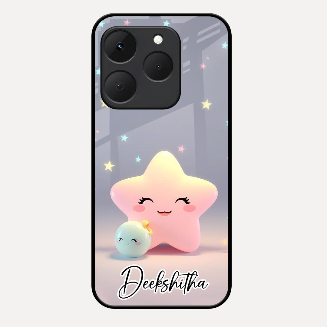 Pink Star Glossy Metal Case Cover For Realme 15T 5G