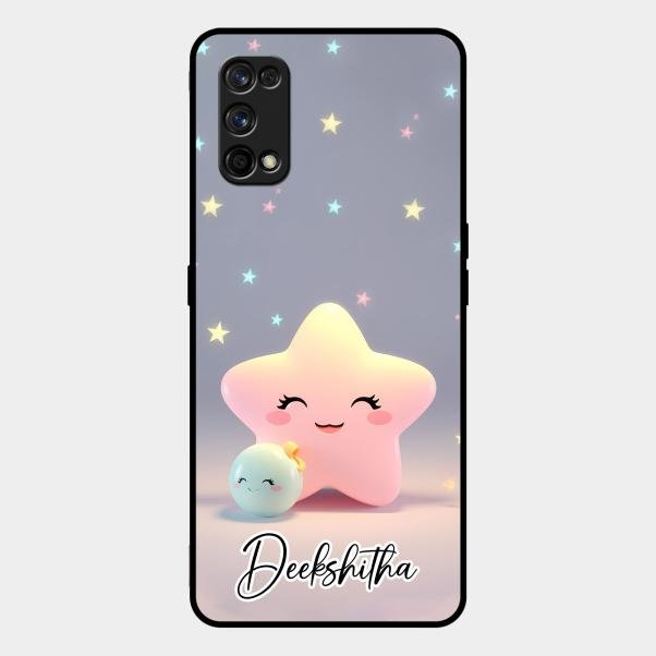 Pink Star Glossy Metal Case Cover For Realme 7 Pro